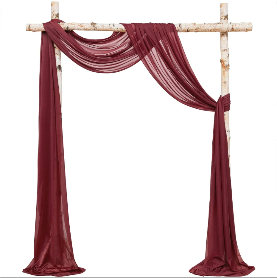 Burgundy Window Scarf Drapes Curtains Versatile Sheer Window Valances for Birthday Party