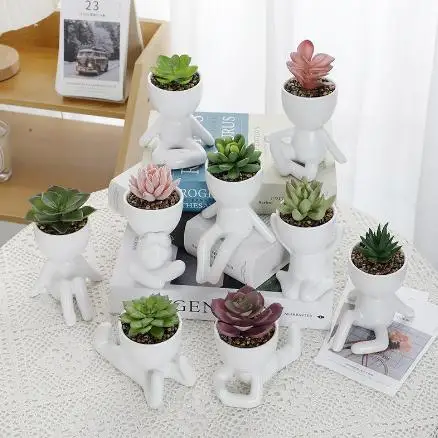 Humanoid Ceramic Flower Pot Modern Style Vase Cute Flower Vase decorative Vase Mini Ceramic Plants Containers for Home