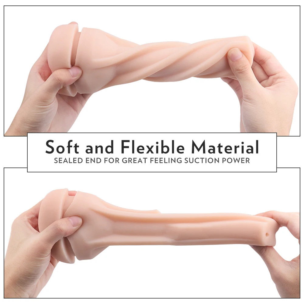 Soft silicone sex toy masturbation cup male penis massager vibrator masturbating