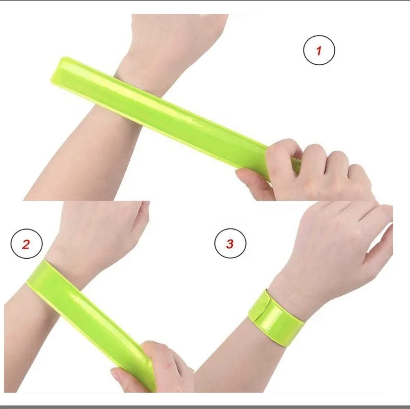 Adults Reflective Slap Bands, reflex Snap Wrap, Reflector Wristband with CE EN13356