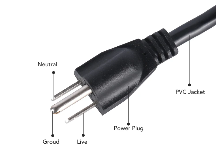 high quality waterproof 13 AWG AC Power Cord power cord cable