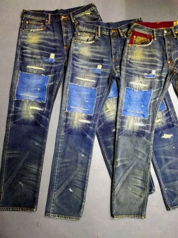 Lotfeel Custom High quality vintage wash distressed Japanese selvedge jeans denim selvedge denim jeans