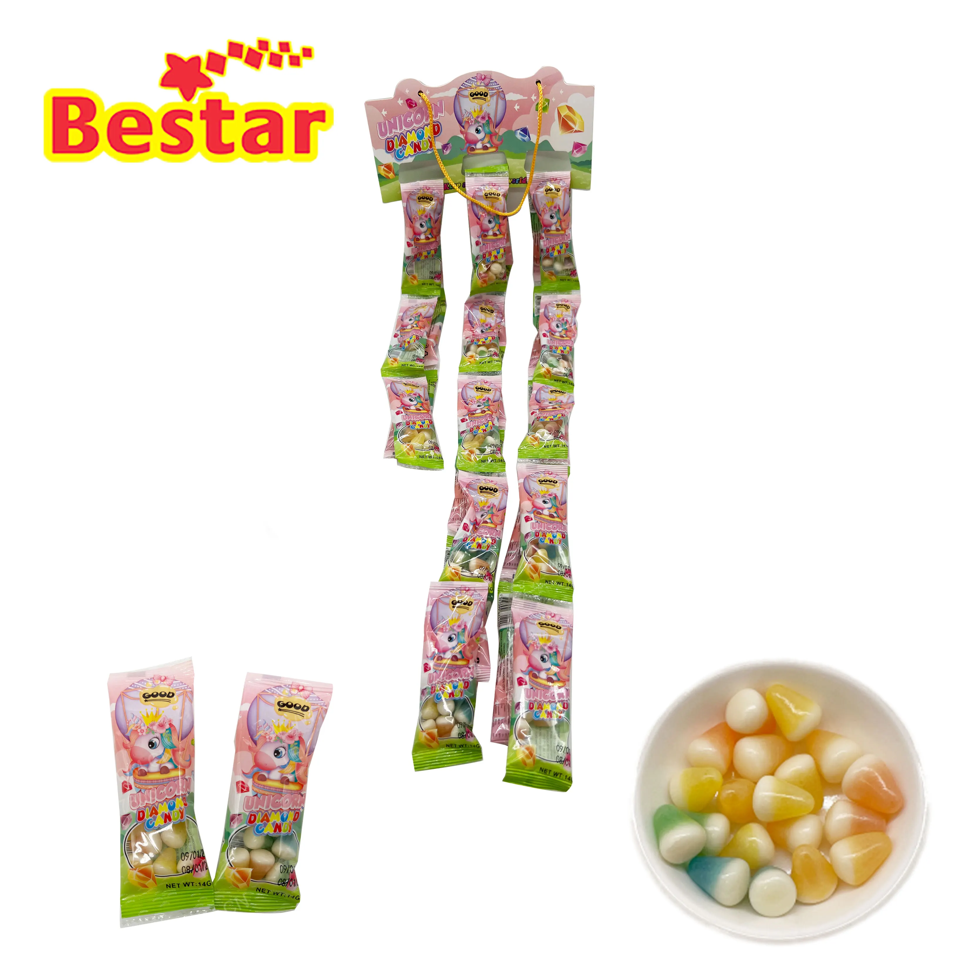 OEM manufacturers halal diamond candy speckled jelly bean fruit chewy candy gummy candy for wholesale