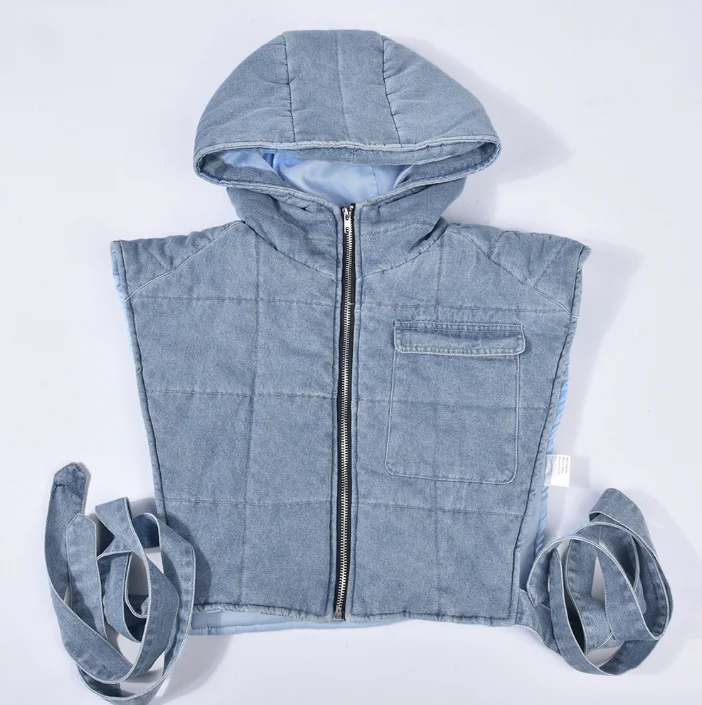 Y2K Spring Womens Jean Puffer Vest Women Casual Bubble Bomber Jacket 2023 S-2XL Fashion Vintage Hooded Denim Vest