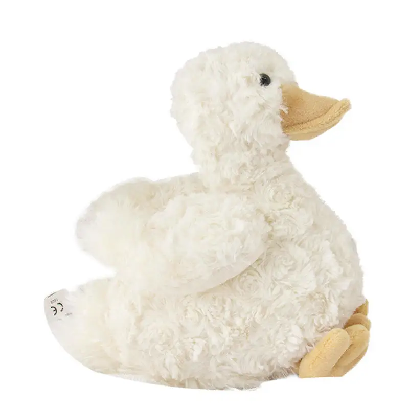 Cute cream swan lifelike animal kids baby doll beige soft stuffed goose plush duck toy