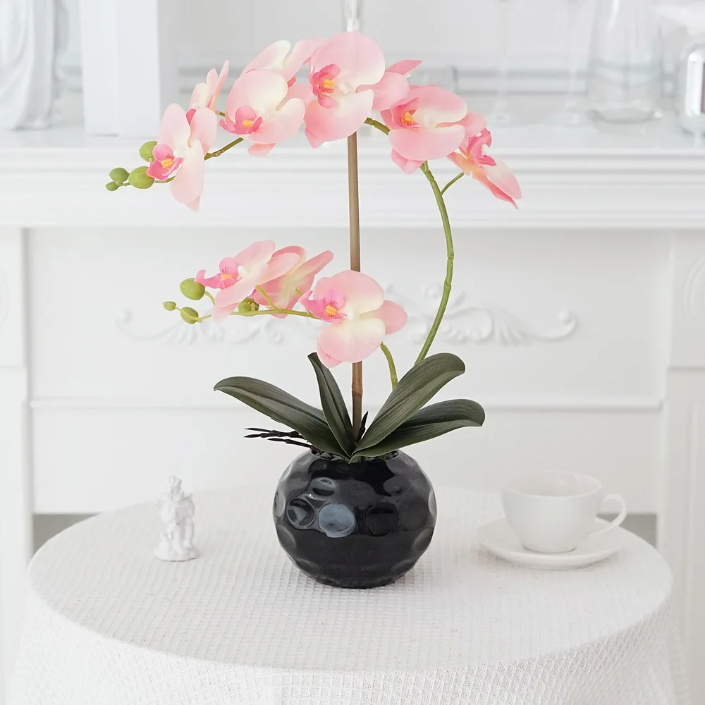Flowers Artificial Home Orchid With Pot For Living Room