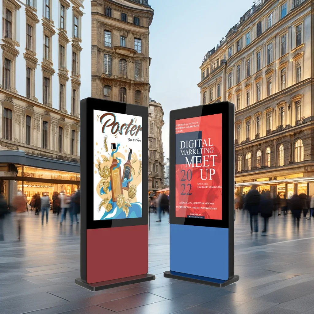 4000nits 55 Inch Android System Outdoor Waterproof LCD Advertising Player Vertical Floor Stand Totem Digital Signage Kiosk SDK