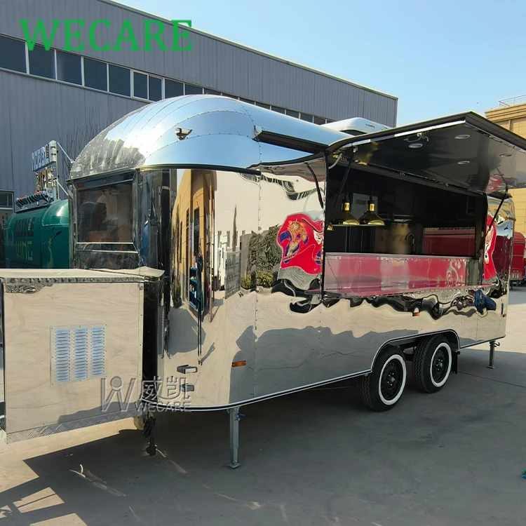 WECARE New Design Mobile Snack Food Trailer Fully Equipped Street Corn Hot Dog Fries Burger Taco Food Food Truck with Pizza Oven
