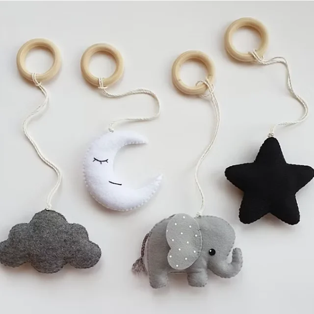 Baby play gym frame wooden activity gym frame stroller hanging star moon pendants toys teether ring nursing rattle toys