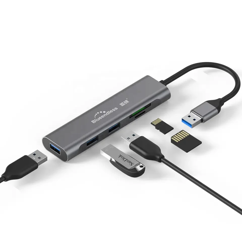 Прямые продажи с фабрики SD/ TF Card Reader 5 Гбит/с USB3.0 * 3 док-станции для в 1 алюминий USB хаб