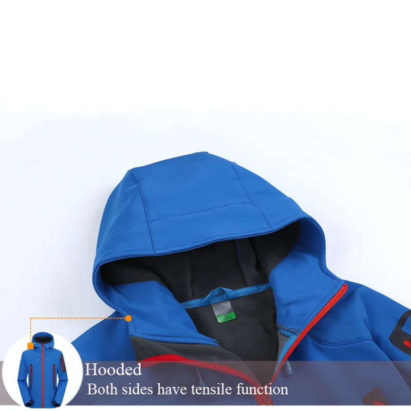 
thick Waterproof Jacket Outdoor Hiking Rain Jacket Hunting Warm Sport Windproof Fleece Windbreaker Men and women 