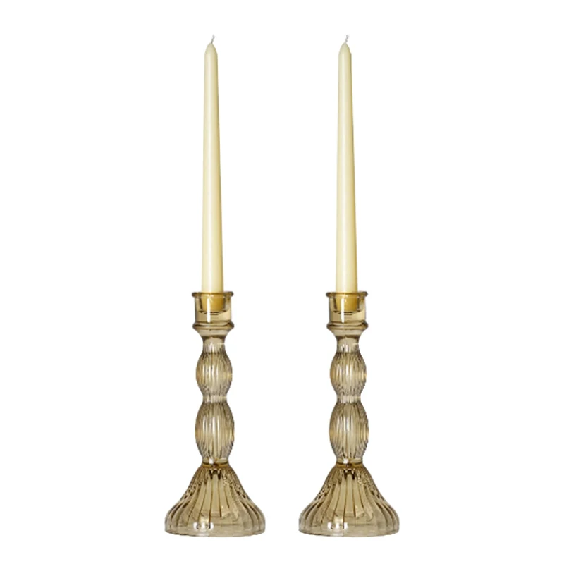 Hot Selling Reusable Glass Taper Candle Holders with Custom Labels Candlesticks for Birthday Wedding Anniversary Party