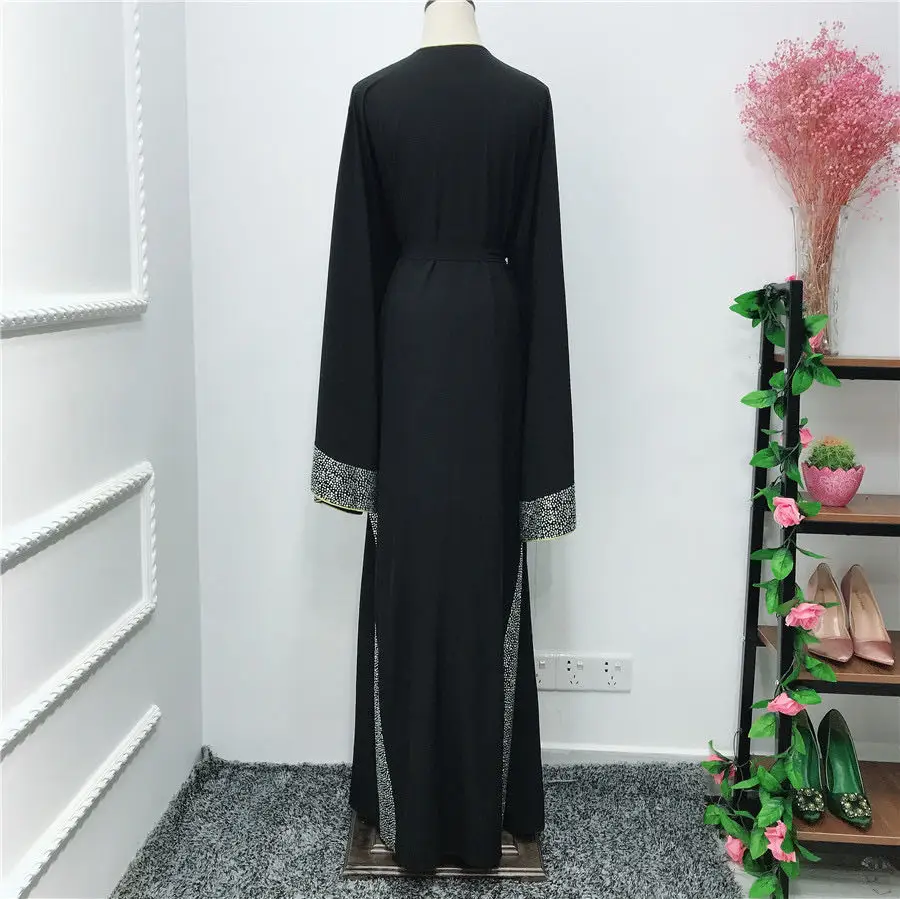 Модное Длинное платье Дубай abaya с блестящим камнем и рукавом-бабочкой элегантное мусульманское женское