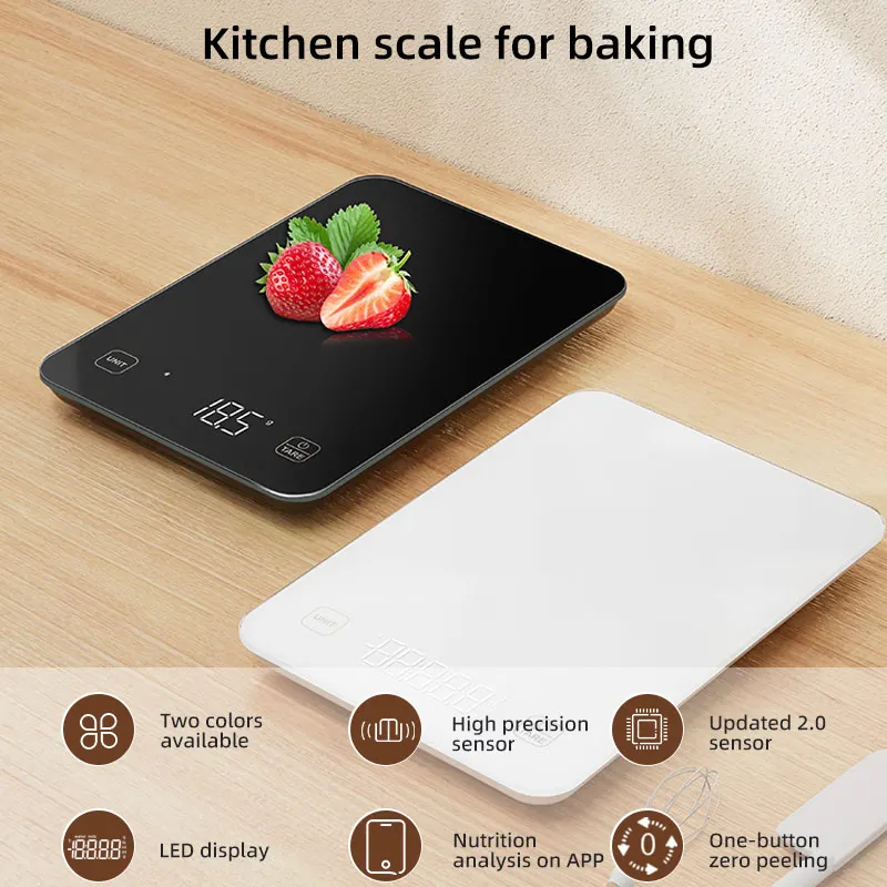 High Accuracy Large Plastic Electronic Kitchen Scales Digital 10 Kg Kitchen Scales White Glass