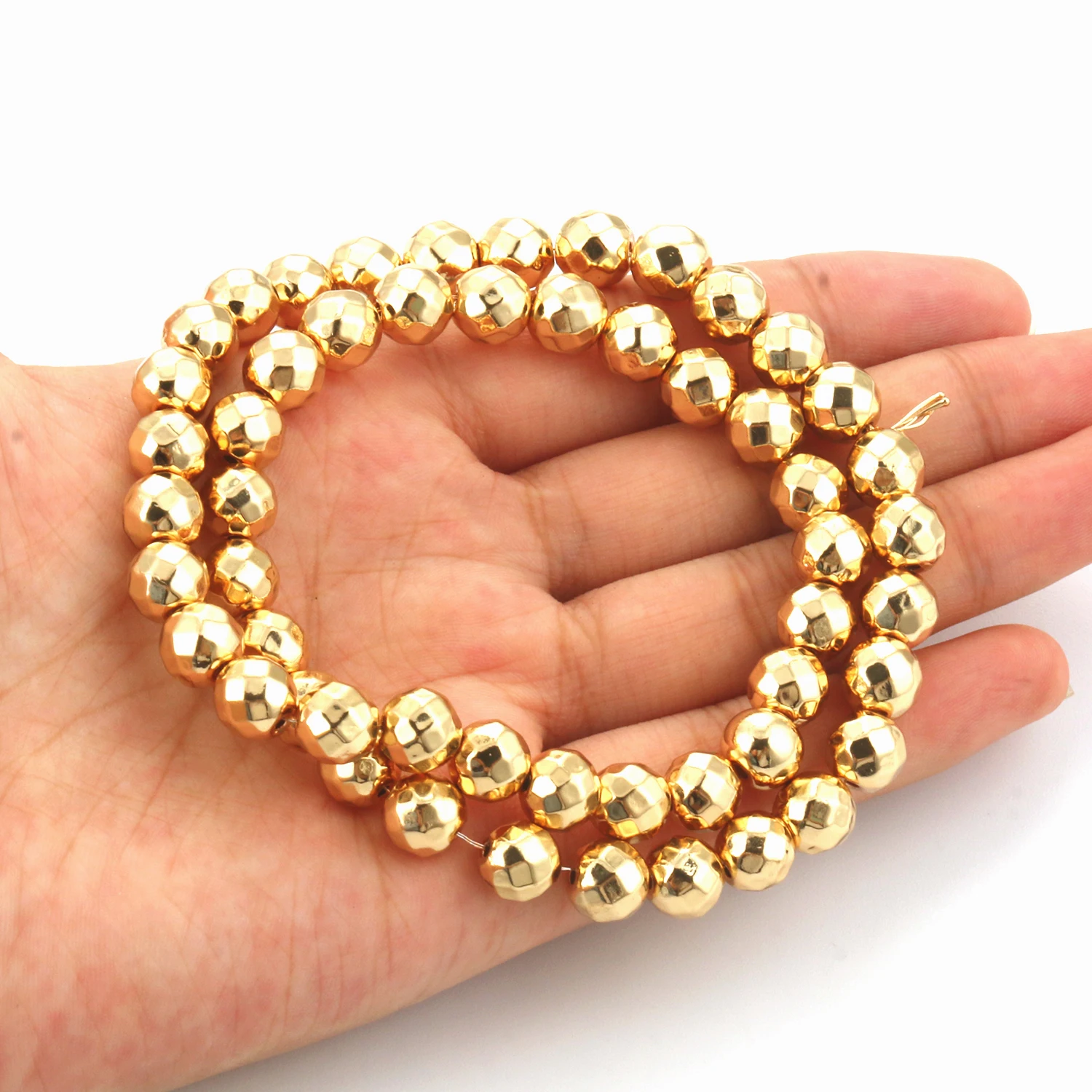 14 Gold Plating Irregular Hematite Beads Round Disc Cube Heart Shape Loose Natural Stone Beads for Jewelry Making DIY Bracelet