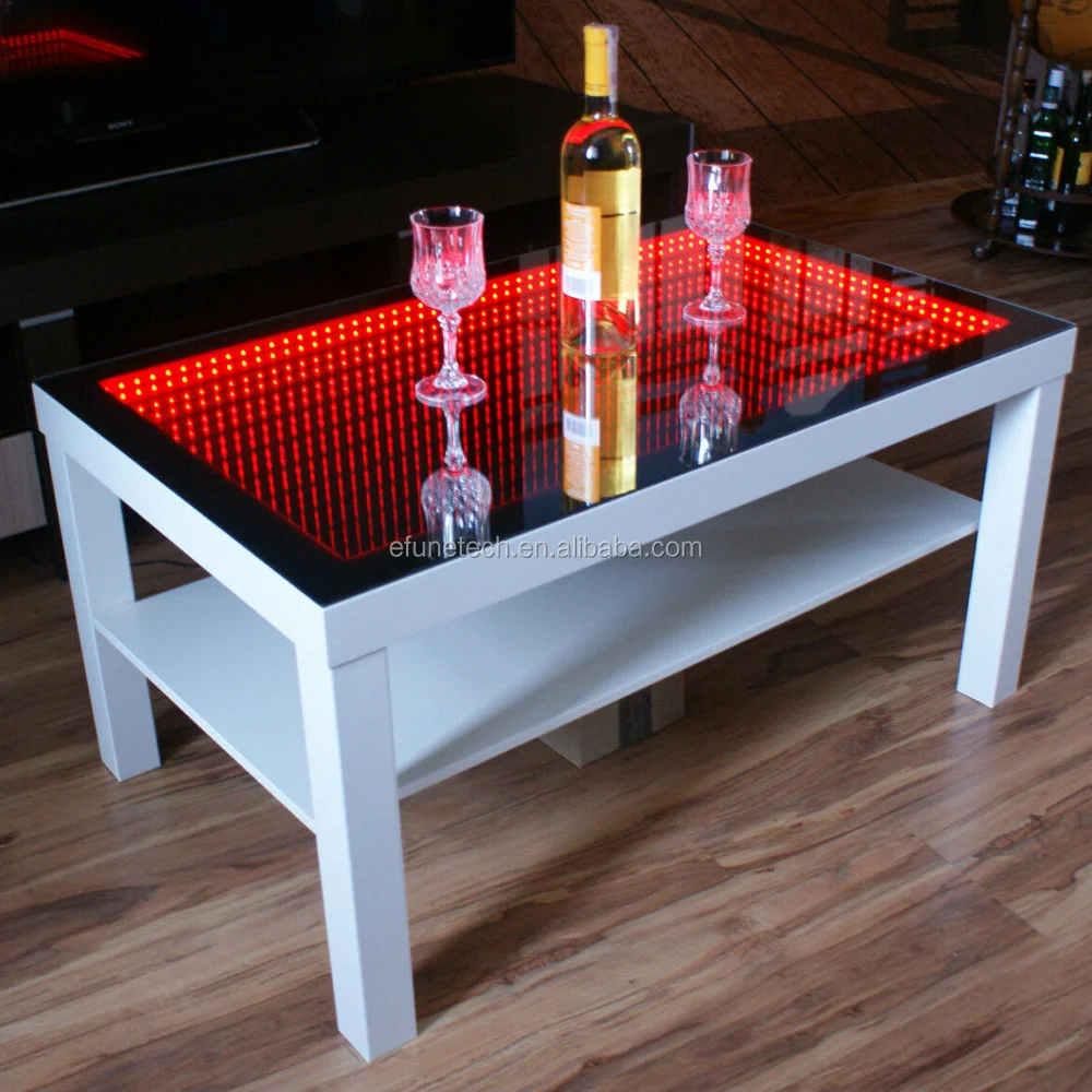 interactive bar furniture infinity table light up illuminated infinity led desk with remote control