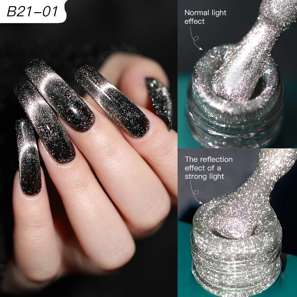 AS Wholesale Price 9D Reflective Dynamic 15ml Cat Magnetic Gel Nail Polish 2 Different Color Magnetic Effect Cateye Varnish