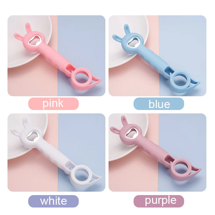 Multifunction Bottle Openers and Can Opener Pink Stainless Steel Rabbit Wine Opener