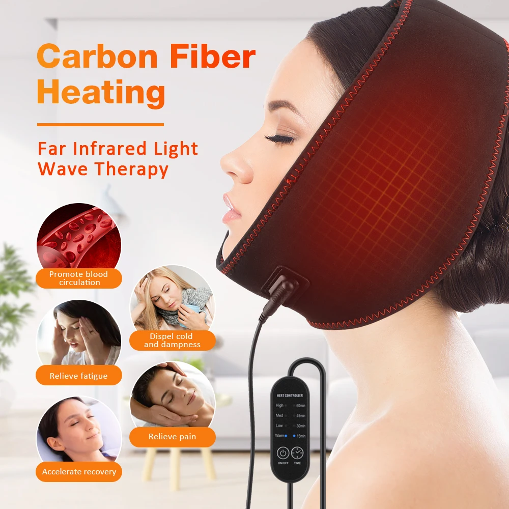 USB Electric Facial Heat Pad Face Heated Wrap Belt for TMJ Relief, Wisdom Teeth, Jaw, Head and Chin