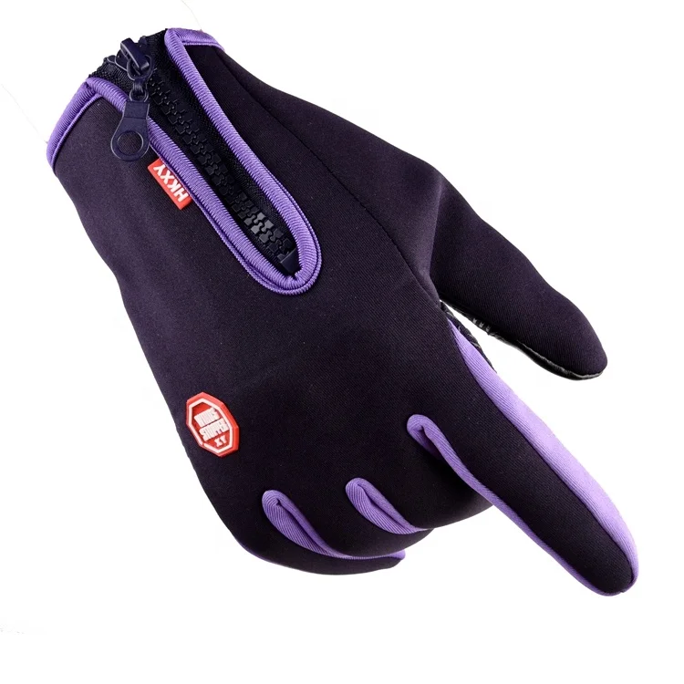 Winter touch screen with zipper windproof bike gloves