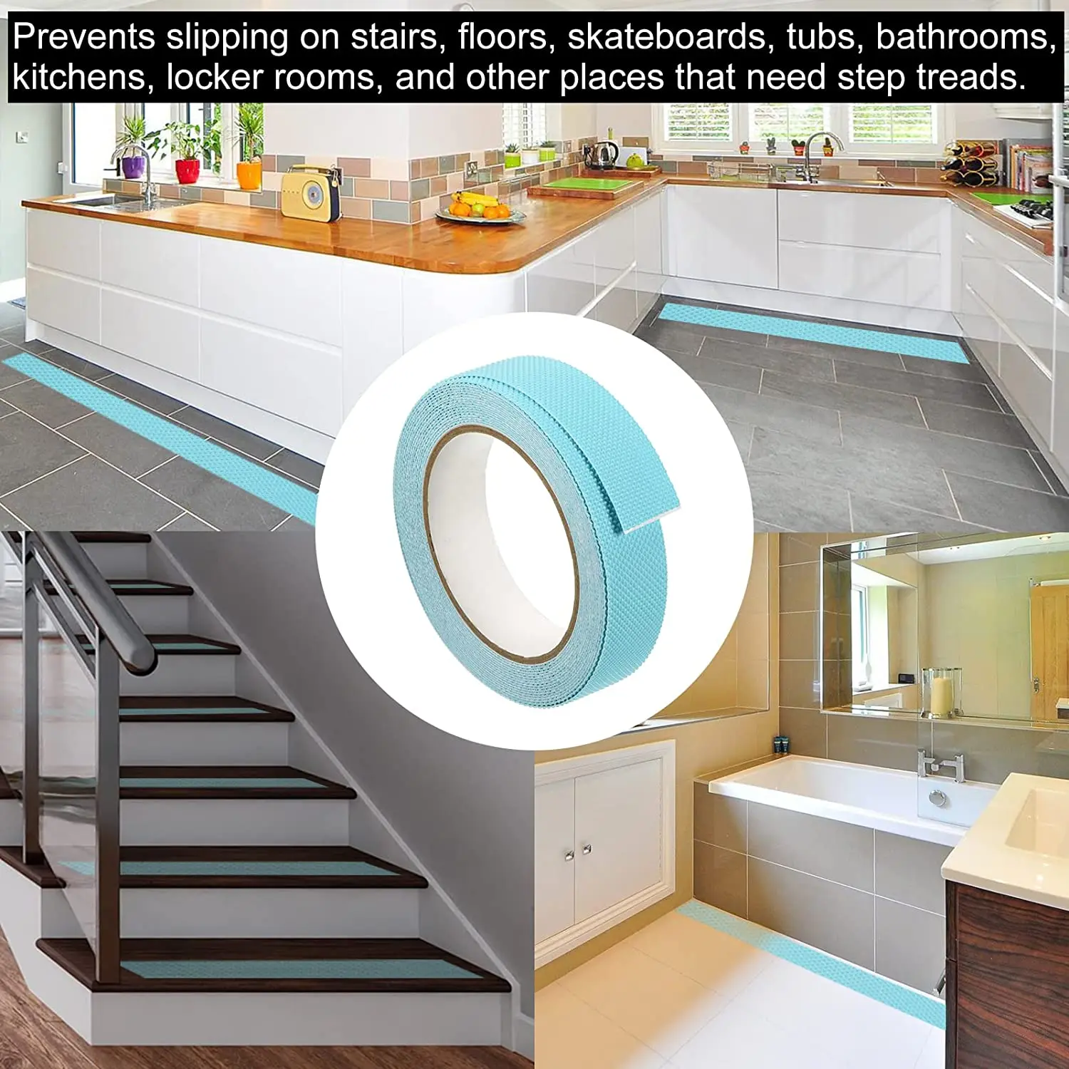 PEVA Safety Shower Treads Strips Non-Slip Bath Anti-Skid Tape 50mm Width 5m Length Bath Sticker Pressure Sensitive Solvent