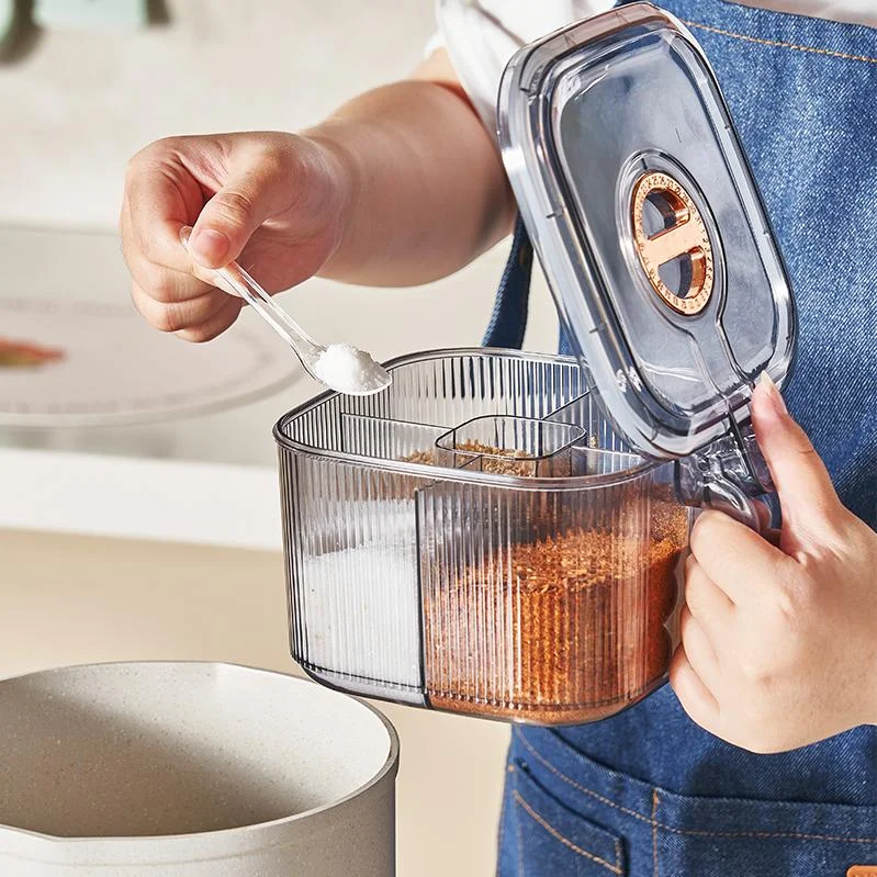 Acrylic sturdy seasoning box seasoning jar combination multiple grid salt monosodium glutamate pepper storage seasoning bottle