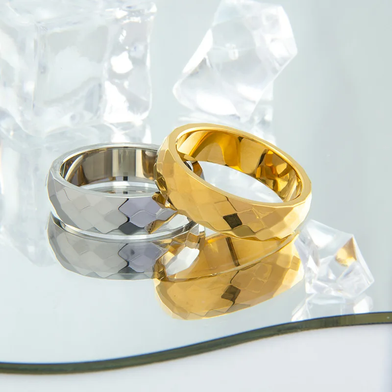 New Designs 6mm Couple Ring Multi-Faceted Stainless Steel Fashion Jewelry Couple Rings Popular Fidget Rings