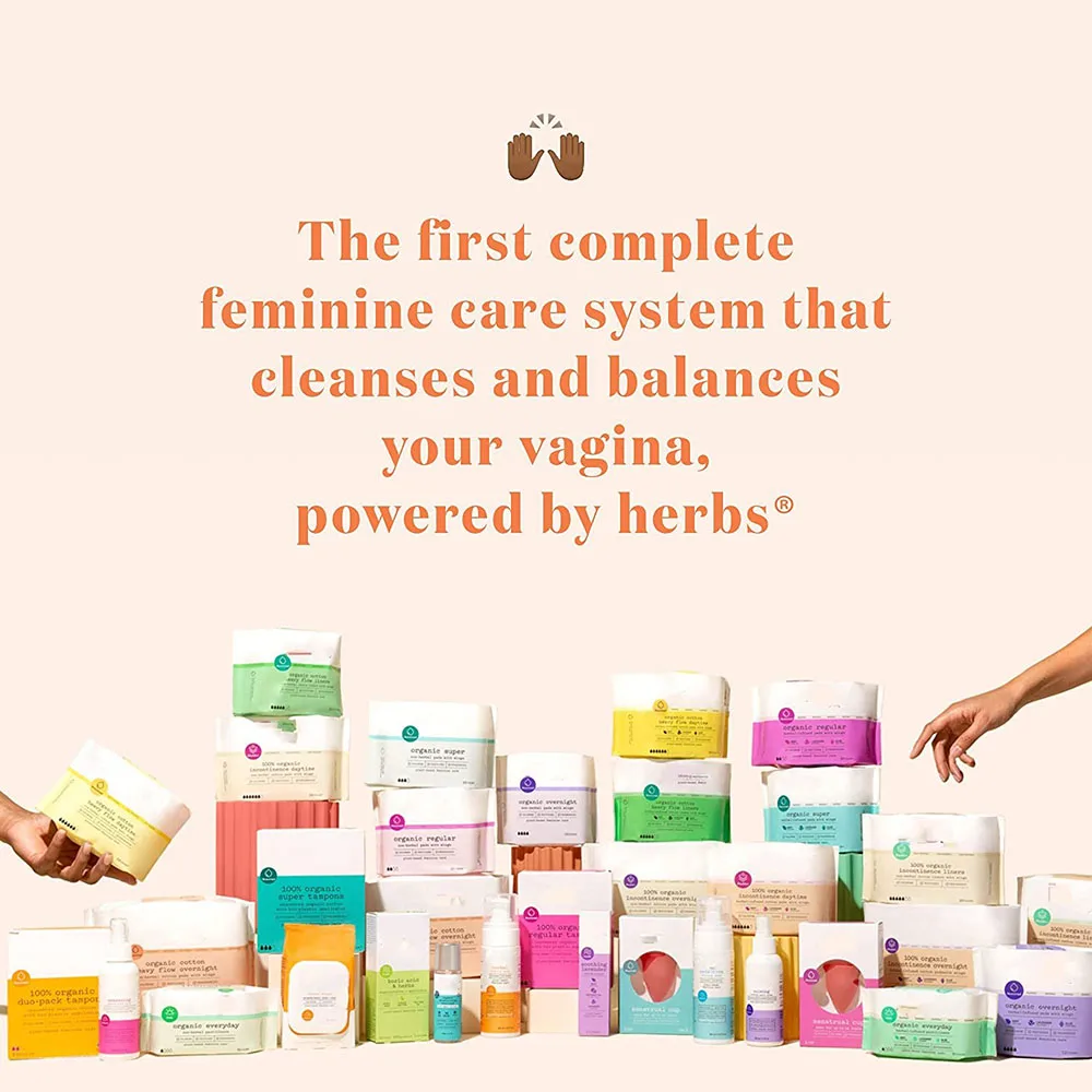 Clean Cotton Super Absorbency Pads Herbal-Infused Pads Plant-Derived Feminine  Menstrual Care Tampons