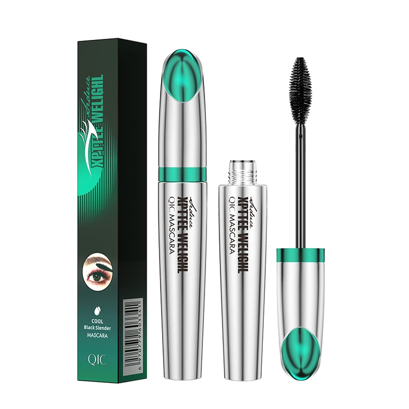 4D Silk Fiber Lash Mascara Waterproof Black with Eyelash Comb Set Natural Mascara Black Volume and Length