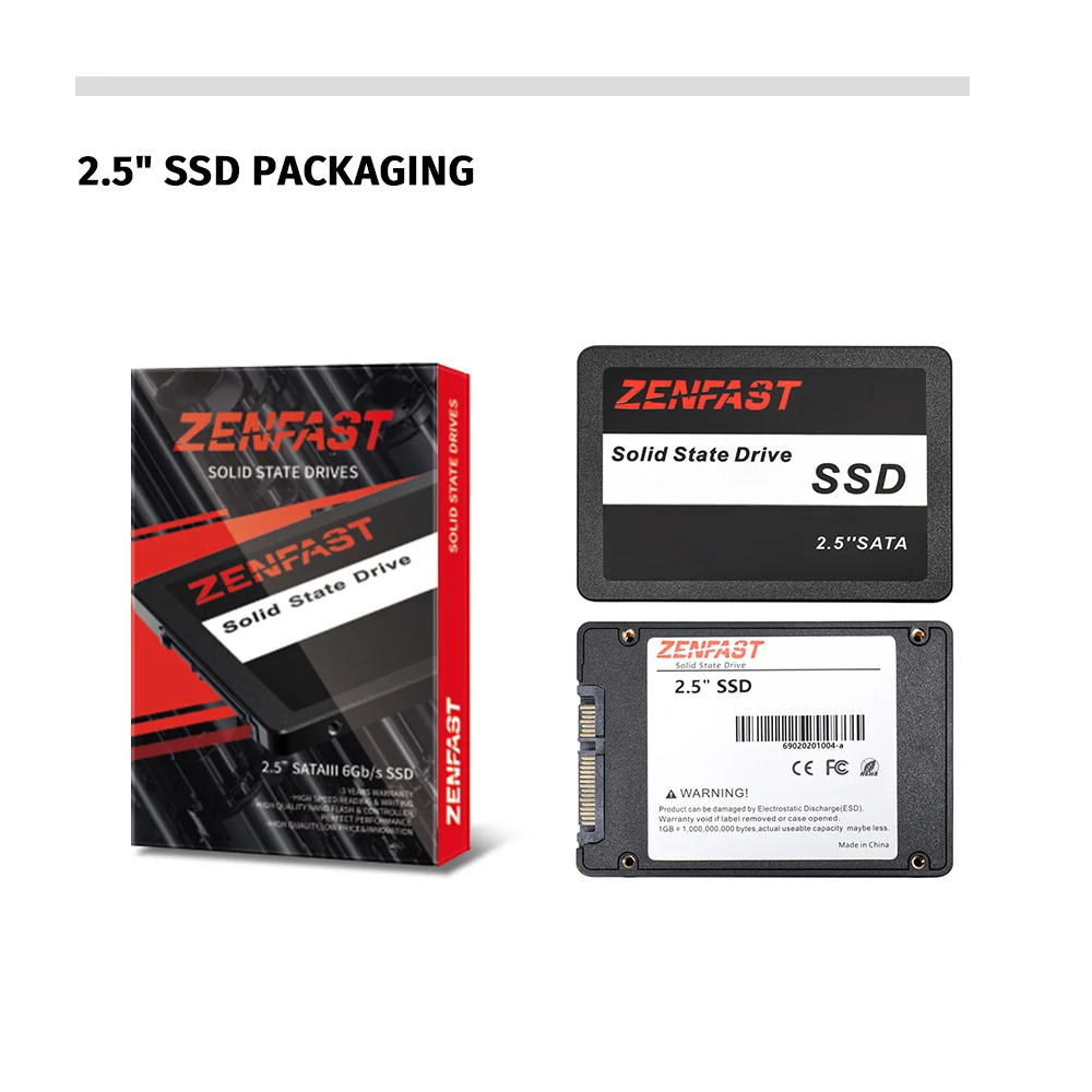ZENFAST 64GB 128GB 256GB 512GB 1TB 2TB 3D NAND Flash Drive 2.5 inch SATA III Hard Disk SSD For Laptop / Desktop