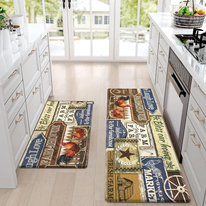 Custom Non-Slip Door Mat Room Carpet Waterproof Floor Mat 3D Print bucolic style Washable 2 Piece Runner Rugs Kitchen Mat