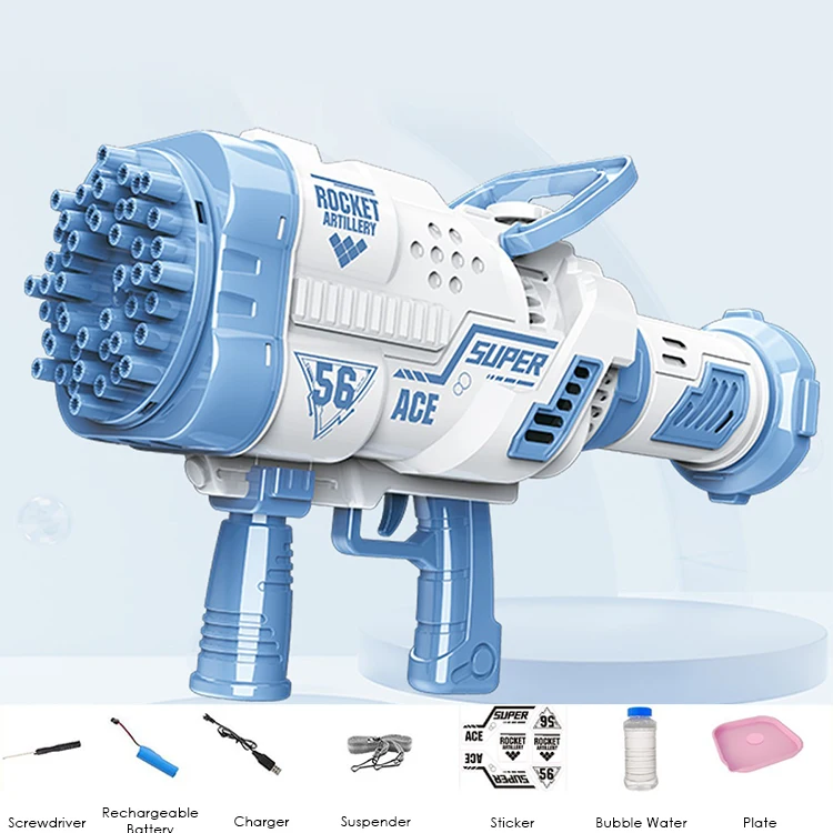 Zhoya Amazon Hot Wholesale Rocket Boom Gatling Bubble Machine Toy Automatic Ble Machine Electric Bubble Gun