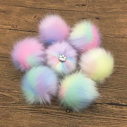 DIY вязаная шапка брелок аксессуары со съемной защелкой помпоны из кроличьего меха шарик из искусственного лисьего меха пушистый помпон из искусственного меха