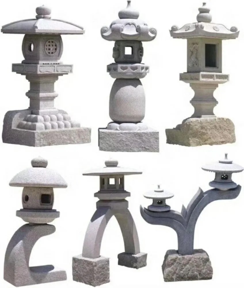 Courtyard three-dimensional handicraft marble stone lanterns