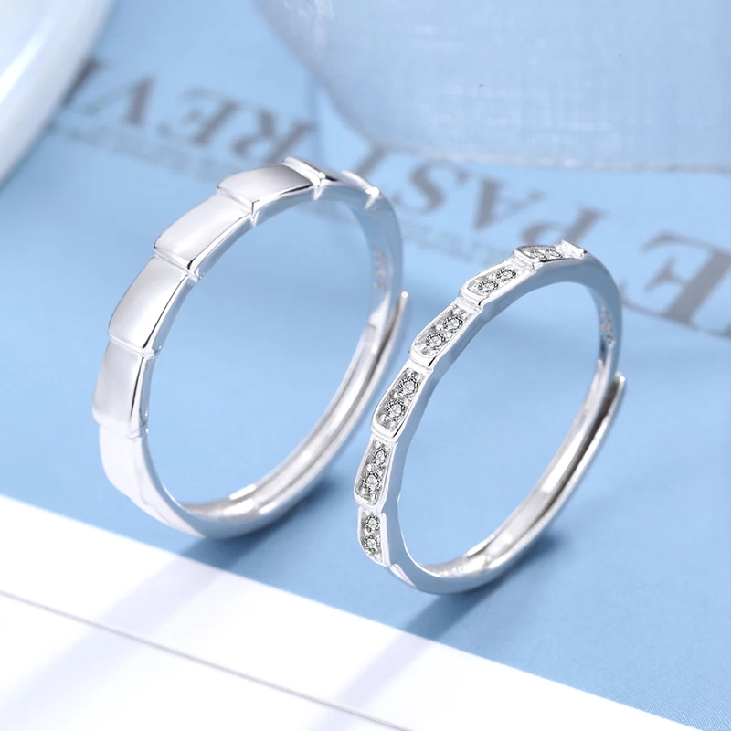 
Simple S925 Sterling Silver Open Adjustable Ring Ladder Couple Ring couples infinity ring 
