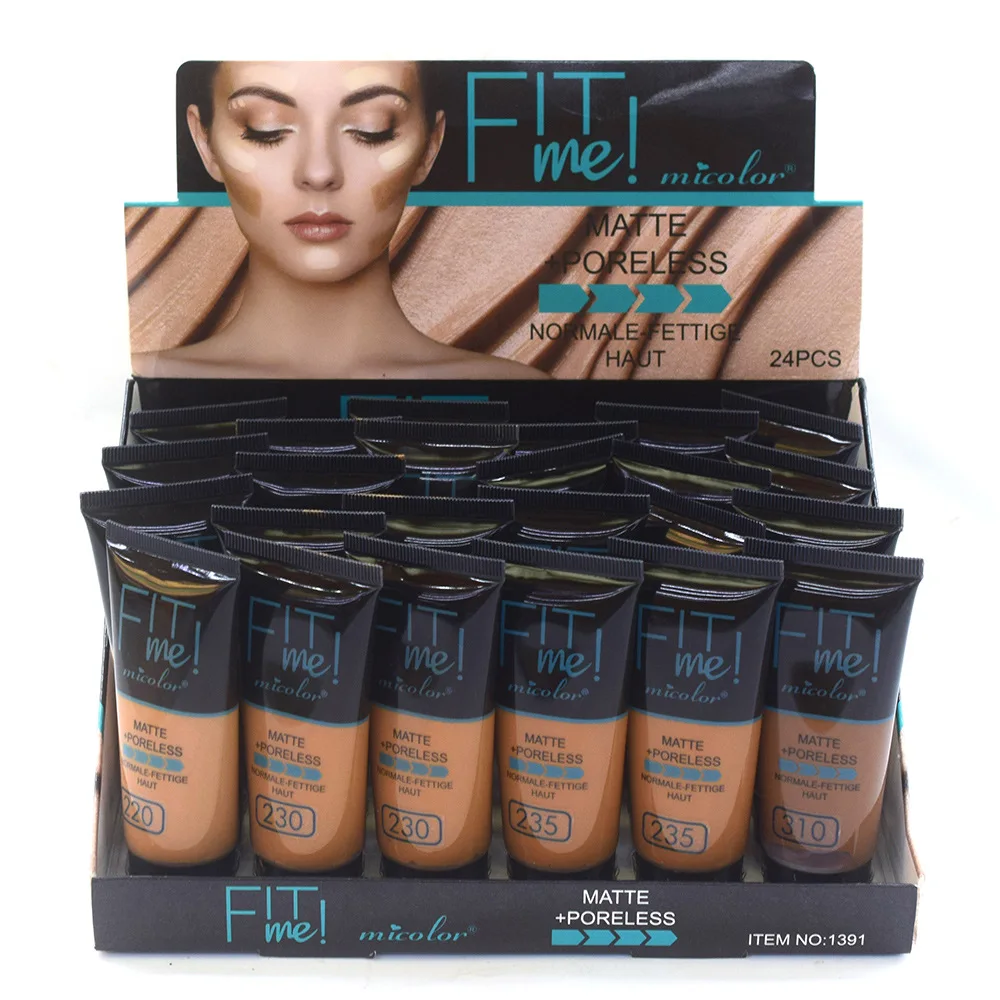 MICOLOR 24pcs/box dark foundation Full Cover Waterproof Matt Long Lasting Makeup Fit me Tube Liquid Foundation 1391