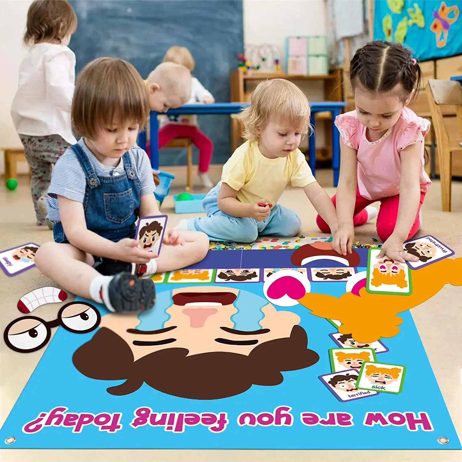 cheap kids educational toys Multiple Facial Expressions toys felt face busy board for Social Emotional Learning Activities toys