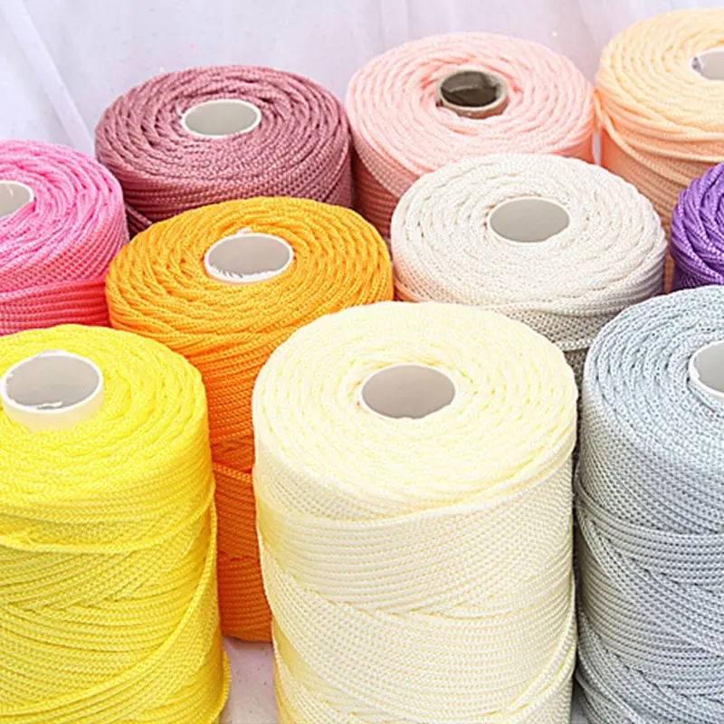 High quality 3mm thick 240g/roll fancy yarns wholesale custom colors knit crochet nylon yarn for hand knitting