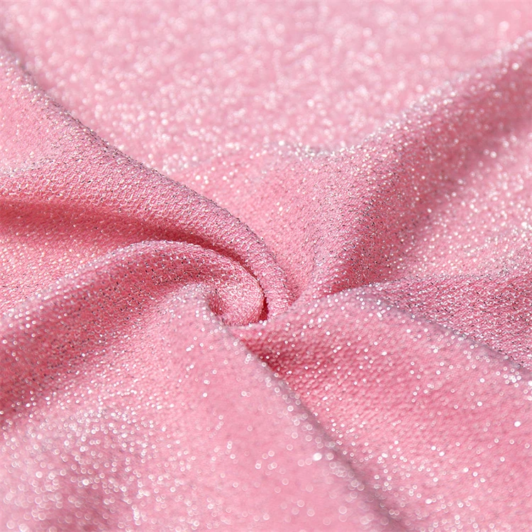Stretch custom shiny glitter polyester spandex lurex knitted metallic knit swimwear fabric metallic lurex fabric fabric lurex