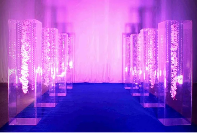 
acrylic clear square wedding plinths wedding pedestal cylinders pillar acrylic display cube stand for wedding &party 
