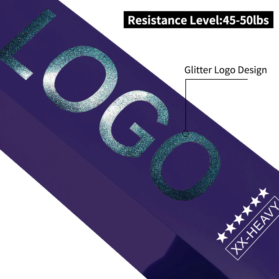 Latex Exercise Custom Printed 5 Level Resistance Loop Glitter Shiny Logo Custom Fitness Mini Expander Rubber  Bands