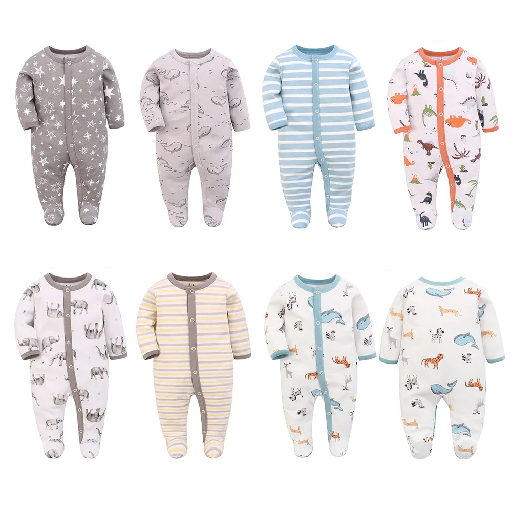 Custom High Quality Bamboo Fiber Fabric Long Sleeve With Zipper Printing Baby Boys Clothing Romper