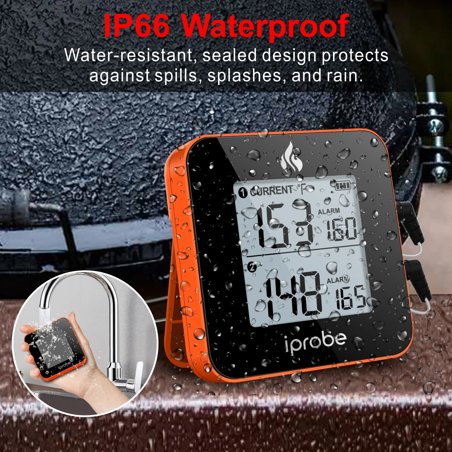 iprobe Digital 2 Probes Meat Thermometer Kitchen Wireless Cooking BBQ Food BT for Gas Grill Charcoal Kamado