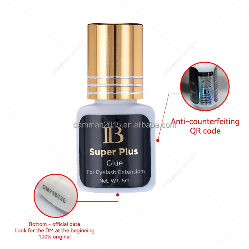 l Beauty Super Plus Glue For Eyelash Extensions IB Gold Hat 0.8s Fast Dry Lash Glue Long Last Lash Strong Adhesive OEM