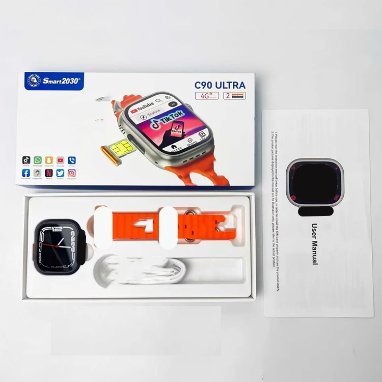 dual camera 4G SIM card phone call watch C90 MAX S9 ULTRA 2 watch WIFI GPS video Android PK DW88 DW89 4g ultra smart watch