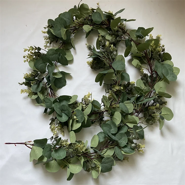 New Fashion Artificial Green Leaves Eucalyptus Garland Leaves For Wedding Decoration