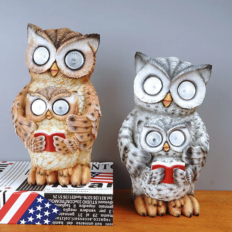 solar garden lights outdoor decorative owl night light courtyard garden animal sculpture landscape decorative resin ornaments