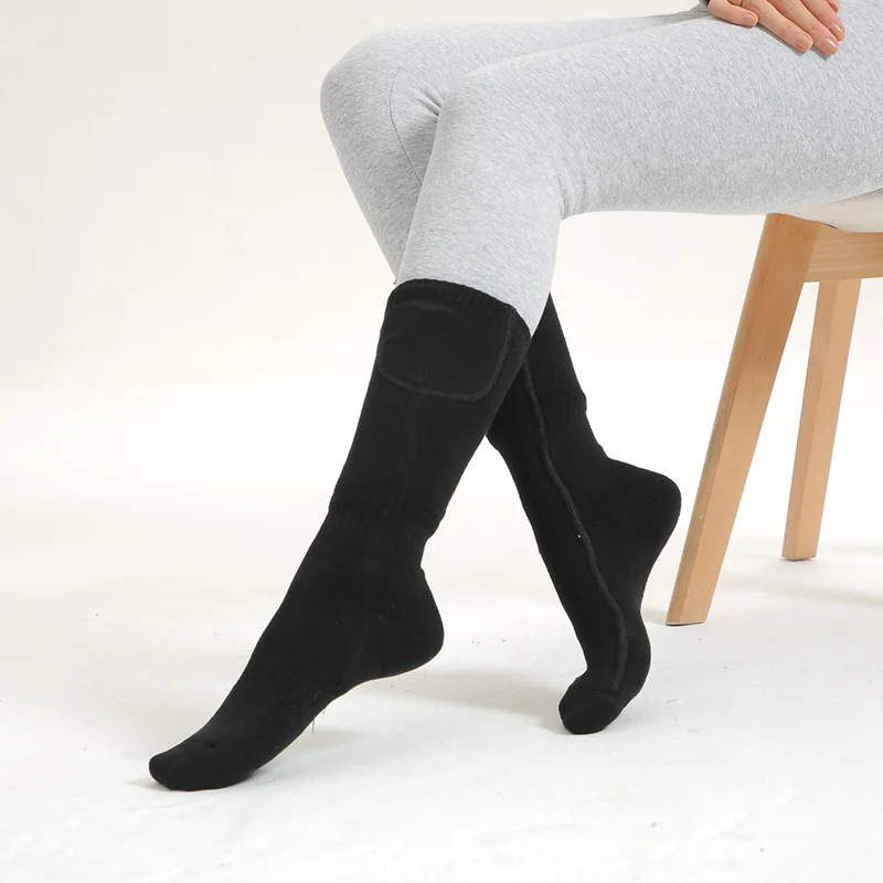 Thick Winter Outdoor Ski Thermal 3.7V Electric Rechargeable Battery Heated Hiking Cozy Crew Socks Wool Hiking Sock for Men Women