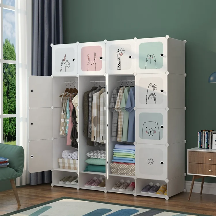 Carton Plastic Garderobe Shoe Rack  Free-Standing Kids Cabinet Wardrobe