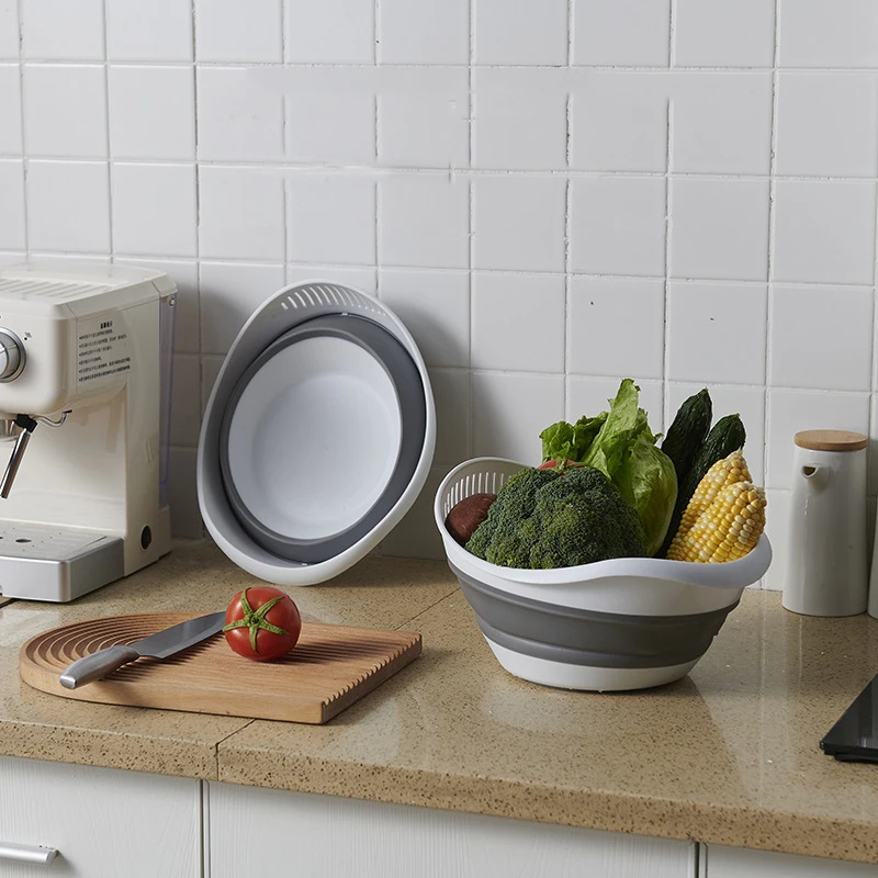 Amazon simple multifunctional vegetable and fruit draining folding storage basket